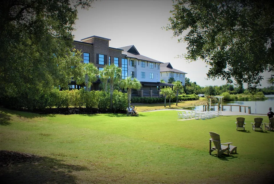 Andell Inn guest building and lake grounds on Kiawah Island, photographed in 2020.