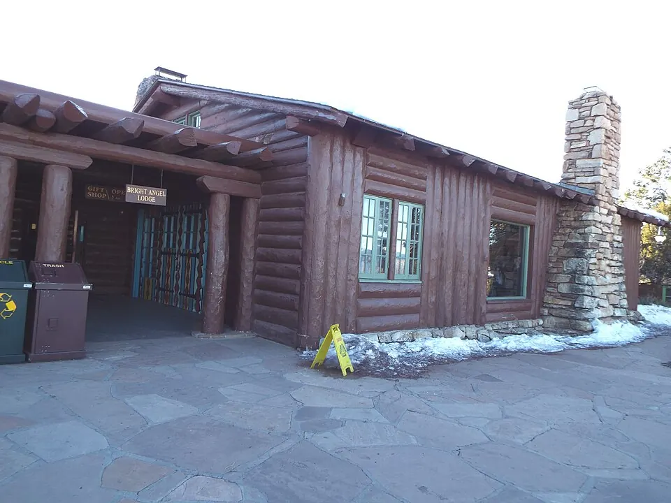 Bright Angel Lodge exterior in Grand Canyon Village, photographed in 2019.