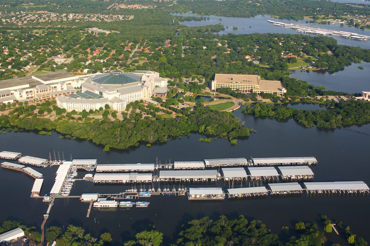 Gaylord Texan Resort and Silver Lake Marina, photographed in 2015.