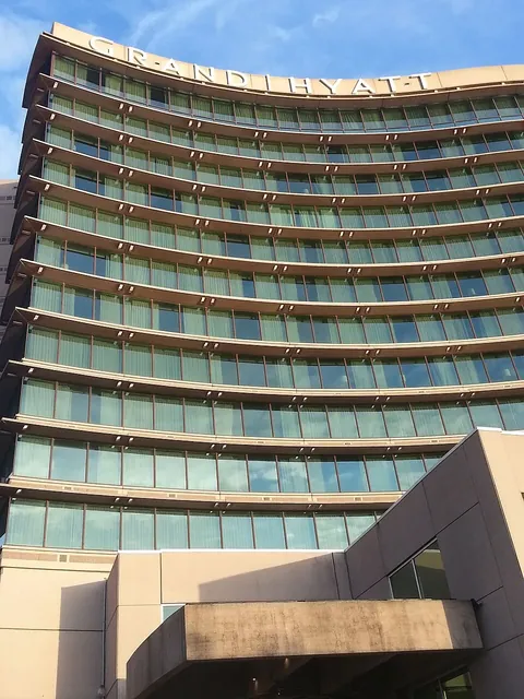 Signed exterior of Grand Hyatt Tampa Bay, photographed in 2015.