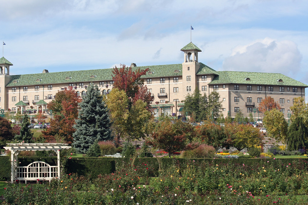 Exterior of The Hotel Hershey seen from Hershey Gardens, photographed in 2009.