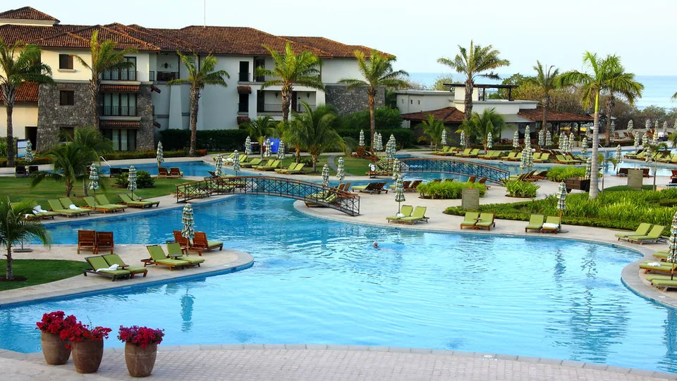 Pool and guest buildings at JW Marriott Guanacaste, photographed in 2011.