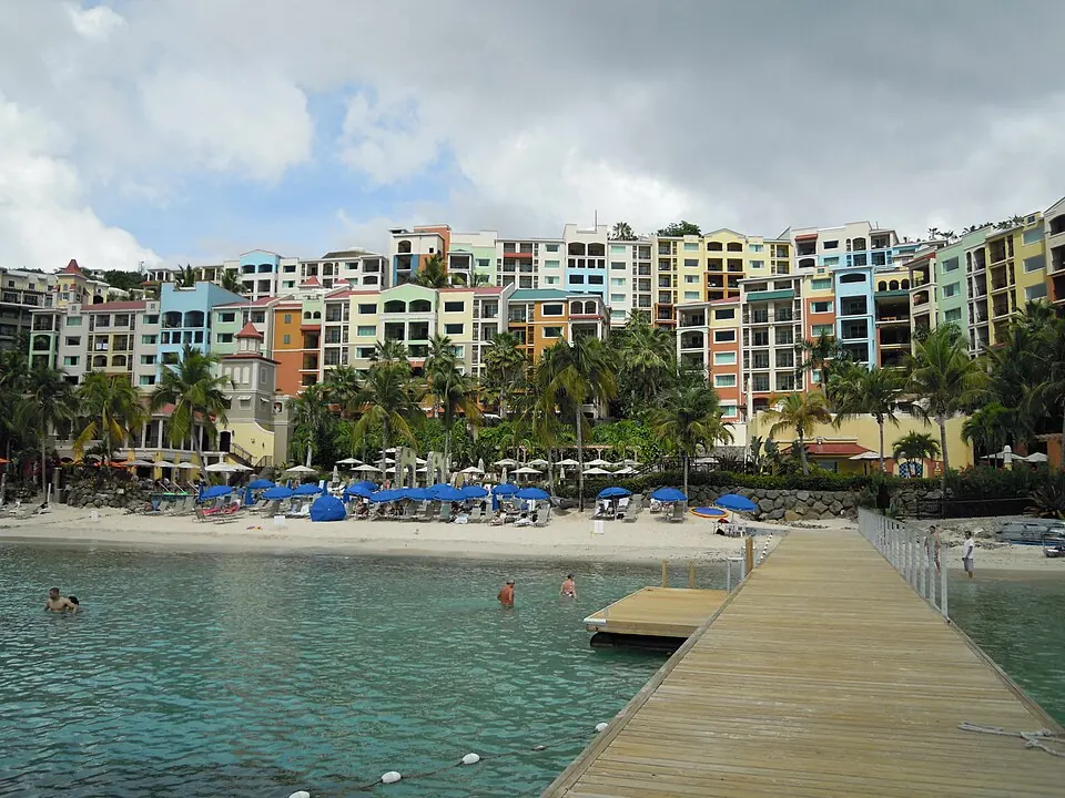 Guest buildings and waterfront at Marriott's Frenchman's Cove on St. Thomas, photographed in 2011.